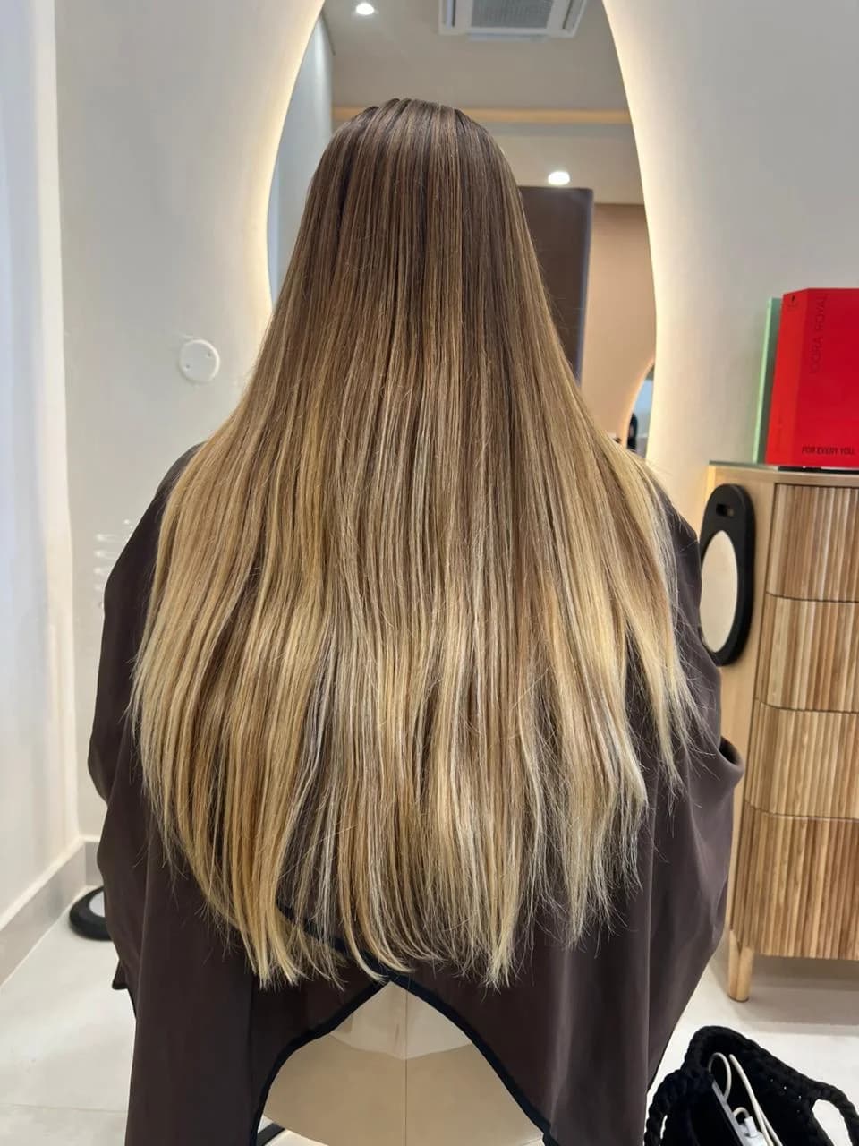 Before: INOAR Japanese Silk. Air-dried waves taken to a sleek, glossy finish.