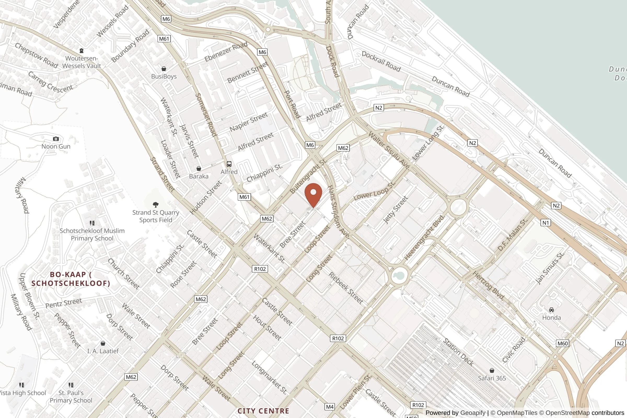 Map showing GAIA at 16 Bree Street, Cape Town